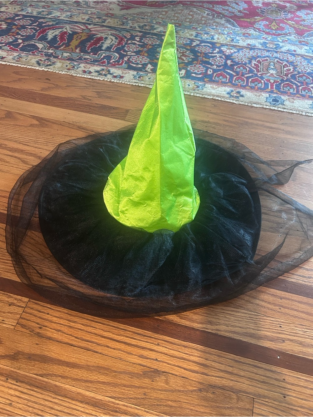 Halloween Neon Green and Black Witch Hat